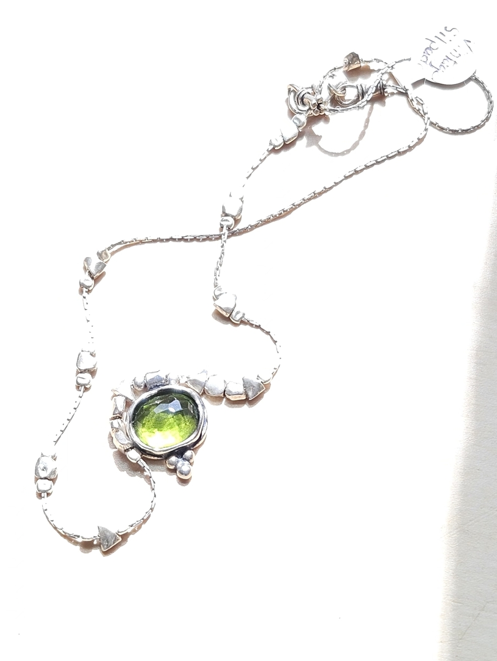 Retired Silpada N 1461 Elegant Silver Necklace with Green Gemstone
